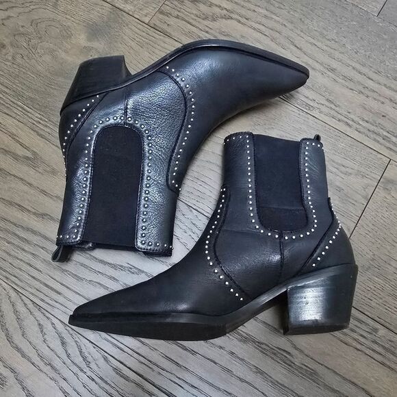 Paige Willa Studded Leather Western Chelsea Boot in Black - Picture 9 of 14